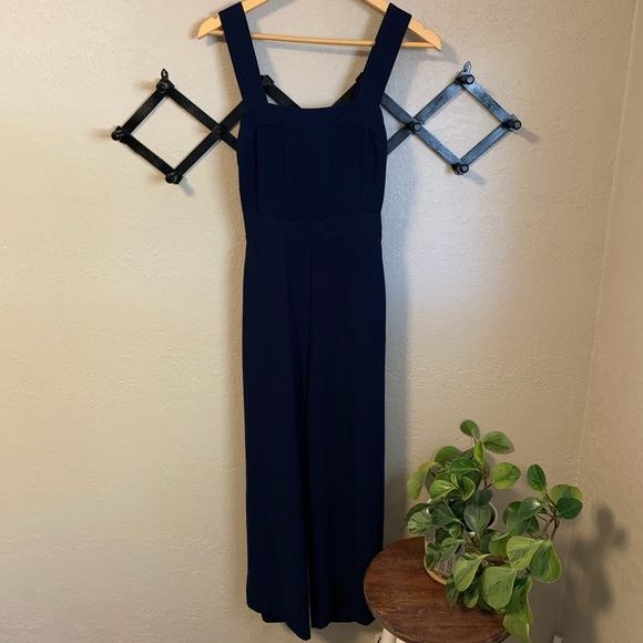 Madewell Apron Bow-Back Navy Jumpsuit - Picture 2 of 8